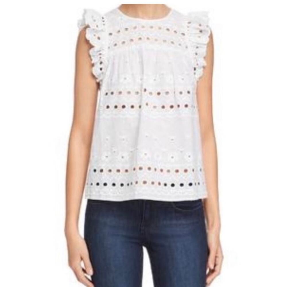 KATE SPADE Casual Spade Eyelet Ruffle Shell Size XL